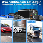 [Apple MFi Certified] Retractable Car Charger USB C, 120W USB C Car Charger 4 in 1 PD/QC Type C Fast Charge Cigarette Lighter Adapter for iPhone 17/17 Pro Max/16 Pro/15/Galaxy S26/S25/Pixel