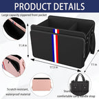 Trunk Organizer for Car, Waterproof Collapsible 3 Compartments Car Organizer, Foldable Storage for Car Accessories, Tools, Sundries for Women Men, Tote Bag (Black Black, Standard)