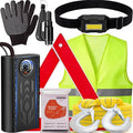 Car Roadside Emergency Kit for Vehicles, Portable Air Compressor Tire Inflator Auto Car Safety Kits Teen Driver Must Haves Black
