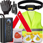 Car Roadside Emergency Kit for Vehicles, Portable Air Compressor Tire Inflator Auto Car Safety Kits Teen Driver Must Haves Black