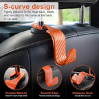 Car Purse Hook, 4 Pack Universal Auto Seat Headrest Hook Hangers Organizer for Coats, Umbrellas, Groceries - Carbon Fiber Orange