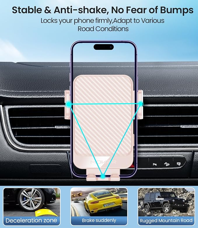 Wireless Car Charger, 15W Fast Charging Auto-Clamping Car Mount Hands-Free Car Charger Mount for Dash Windshield Air Vent Compatible with iPhone 16 15/14/13/12, Samsung S23/S22/S21 Pink