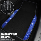Bling Rhinestones Diamond Car Floor Mat,Sparkly Glitter Shining Crystal Carpet Anti-Slip PVC Heel Pad Waterproof Universal for Automotive SUV,Sedan,Van,4pcs Girl Pretty Women Men Black Blue