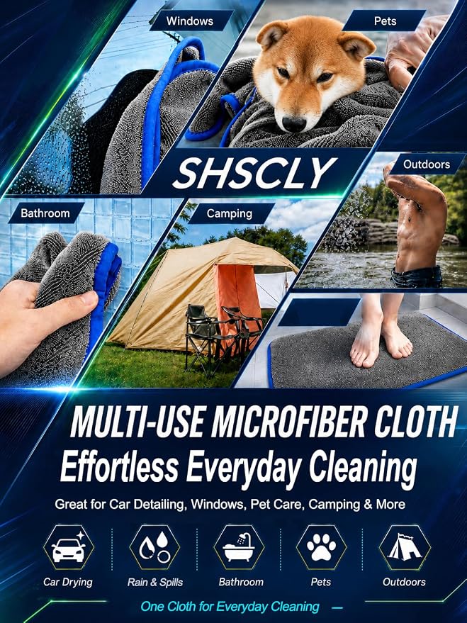 2-Pack Twist Pile Microfiber Towels for Cars XL Gray 29 x 33 in | Auto Detailing, Paint Safe, Ultra Absorbent, Lint-Free, Cars, SUVs & Trucks