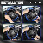 Car Steering Wheel Cover for F-150 Tundra Range Rover 15.5-16 inch, Black and Blue Microfiber Leather