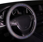 Bling Steering Wheel Cover, Bling Crystal Rhinestone Car Steering Cover Universal 14.2-15.3 inch Glitter Car Wheel Cover Sparkling Accessories （Black Silver）
