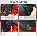 Metal Rear Door Pocket Storage Box for Jeep Wrangler JK JKU 2018 2017 2016 2015 2014 2013-2007 2/4 Door Accessories, Door Organizer Molle Panels, Flag, 2PCS
