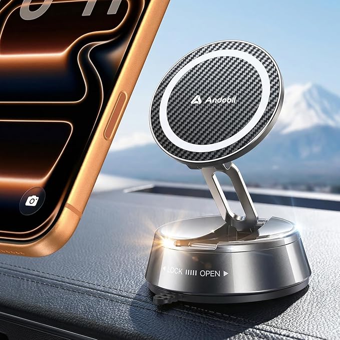 2026 Upgrade for Magsafe Car Mount [Strongest Suction & Magnet] Vacuum Magnetic Phone Holder for Car 360° Adjustable Car Cell Phone Holder Mount for iPhone 17 Pro Max 16/15/14/13/12