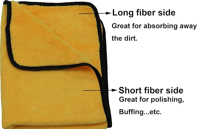 Professional Grade Microfiber Towels for Car, 16" x 24", 6 Pack, 440 GSM