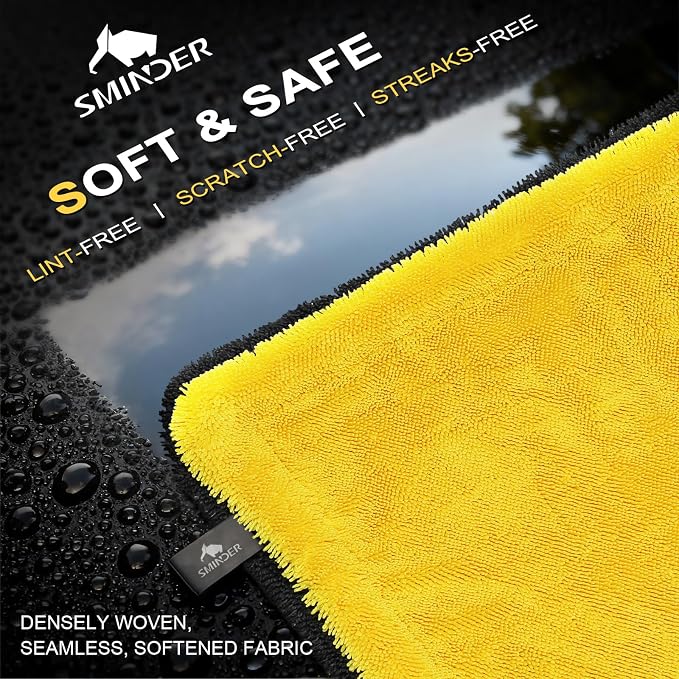 1400 GSM Car Drying Towels Car Detailing– XXL Microfiber Towels for Cars, Trucks (48" x 24"), Ultra-Absorbent, Streak-Free, Scratch-Free, No Water Spots, Double-Twist Pile & Edgeless Design