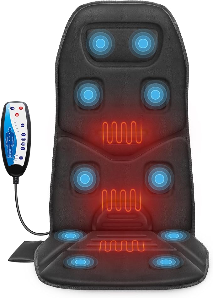 2026 Graphene Heated Chair Massager Pad – 4900 RPM Vibration Motor, Full Back Massage Seat Cushion for Office Chair & Recliner, for Dad Men