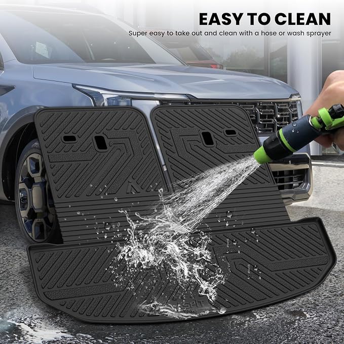 Cargo Mat & Backrest Mats for Kia Sorento 2026 2025 2024 2023 2022 2021, All Weather TPE Custom Fit Cargo Liners Trunk Mat & SeatBack Mats Accessories for Kia Sorento 2021-2026, Black