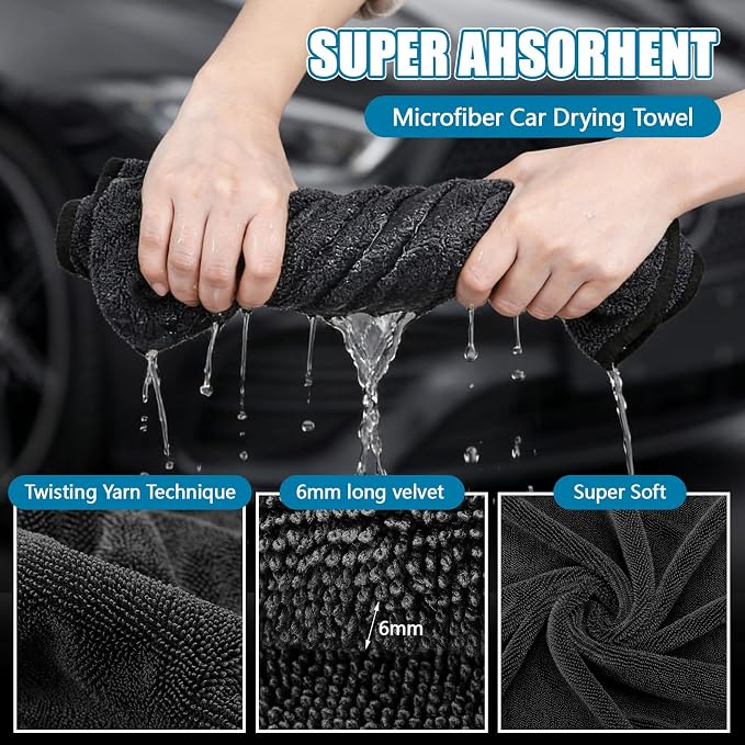 4 Pack Extra Large Car Drying Towels 48" x 24" Microfiber Towels for Car Detailing Ultra Absorbent Cleaning Cloth Without Streaks, Water Spots, Scratches for Trucks, Boat