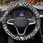 Auto Steering Wheel Cover for Women Men, Universal 15 Inch Soft Elastic Steering Wheel Wrap Anti-Slip Easy to Install Car Accessories, Aztec Camo Zebra Print