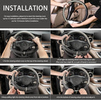 Breathable Car Steering Wheel Cover 16 inch Auto Universal Leather Wrap Non-Slip Steeringwheel Protector Automotive Interior Accessories, Grey (Suit for 15.5-16 inch)