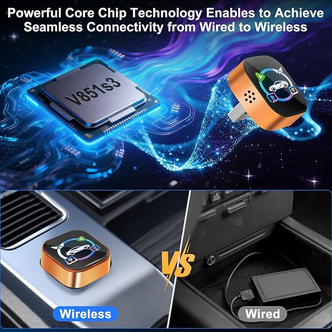 Wireless CarPlay Adapter for iPhone & Android Phone,4 in 1 Cars Screen Mirroring Support Airplay&Mirror Link,CarPlay &Android Auto,Wired to Wireless,Plug and Play (orange I 4 in 1 Wireless Mirroring)