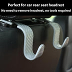 Car Seat Headrest Hook Universal Vehicle Seat Hook Hangers Interior Storage Organizer for Purse Handbag Coats Umbrellas Grocery Bags 4 Pack Grey