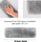 Authentic Sheepskin Seatbelt Cover Real Wool Car Truck SUV Airplane Seat Belt Shoulder Pad for Carmera Backpack Straps Neck Cushion Protector 2 Pack Light Grey