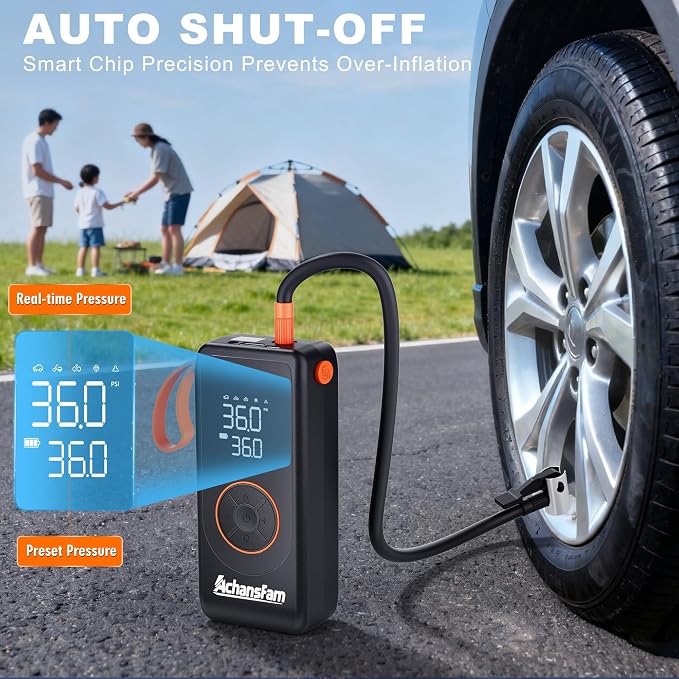 Portable Air Compressor, 48s Fast Inflation, Cordless with Dual Power Supply, 150 PSI Tire Pump with Digital Gauge, Long Runtime & Storage Case for Car, Truck, Bike, Ball