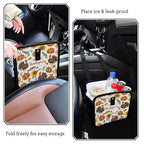 Car Trash Can Organizer Bin with Adjustable Strap for Back Front Seat Console Waterproof Leakproof Collapsible Portable 8.66 Inch Thanksgiving Turkeys Sunflowers White
