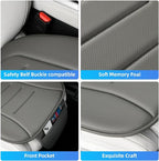 Car Seat Cushion, Comfort Memory Foam Car Cushions for Driving, Breathable Leather Surface with Anti Slip Rubber Bottom, Seat Cushion for Car and Office Chair (1 Pack, Grey)