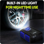 Tire Inflator Portable Air Compressor, Air Pump for Car Tires and Bikes, Car Tire Pump w/Auto Shut Off, 150 PSI, 110V AC 12V DC, LED Light, Carrying Case, Perfect For Men, Women