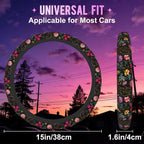 Vintage Dark Botanical Floral Steering Wheel Cover for Women Men Neoprene Breathable Wheel Cover Protector Anti-Slip Car Accessories Universal 15 Inch Fit for Cars Trucks Vehicles
