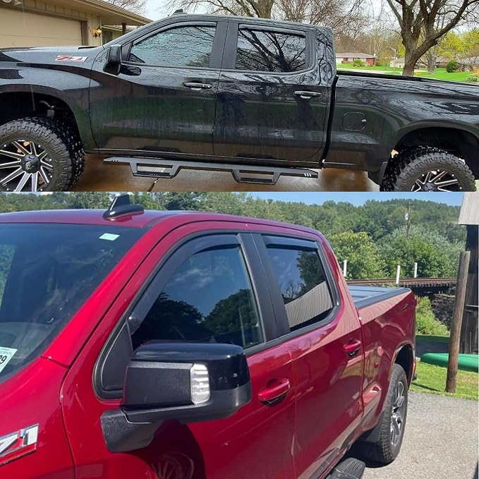 in-Channel Window Visors Rain Guards Vent Deflectors for Truck Window Shield for Chevy Silverado/GMC Sierra 1500 Crew Cab 2019-2025, 2500HD 3500HD 2020-2025, Stylish Vent Shade Wind Deflectors 194805