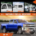 Rain Guards Fit for Chevy Silverado/GMC Sierra 1500 Crew Cab 2014 2015 2016 2017 2018, Tape-On Window Deflector Extra Durable Side Sun Rain Guard 2014-2018 Silverado/Sierra Rain Guard Black