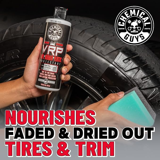 VRP Vinyl, Rubber, and Plastic Dressing - Tire Dressing, Non-Greasy, Dry-to-the-Touch Shine for Tires, Trim, and More, Safe for Cars, Trucks, SUVs, RVs & More - 128 oz