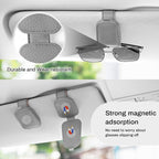 Sunglasses Holder for Car, Leather Magnetic Buckle Sun Visor Sunglass Clip, Ticket Card Storage Glasses Clip, Car Interior Accessories for Men and Women（2PCS Gray）