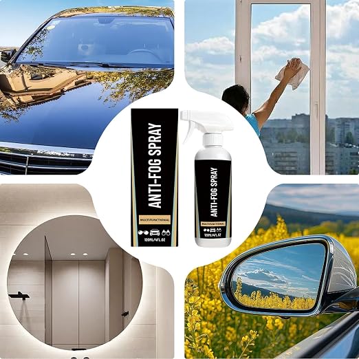 Car Fog Shield, Glass Clear Spray, Windshield Defogger with Fast Mist Removal, Auto Glass Care with Hydrophobic Coating, Car Care Solution, Spray for Driving Visibility Safety Protection Use