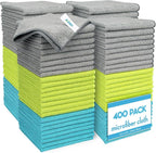 AIDEA Microfiber Cleaning Cloth-400PK, Soft Microfiber Towels for Cars, Absorbent Cleaning Rags, Lint-Free Streak-Free Wash Cloths for House, Kitchen, Window(12in.x12in)