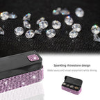 carleef Bling Coin Holder for Car,4 Compartment Car Organizers and Storage with Rhinestones Compatible with Quarter/Nickel/Pennies/Dimes,Universal Coin Organizer for Car Truck SUV (Pink)