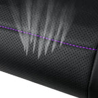 Piping PU Leather Car Seat Cover,Inside Zipper Design and Reserved Opening Holes Airbag Compatible,Universal FIT for Car, SUVs,Van,Trucks,Full Set, Black & Purple