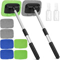 2 Sets Windshield Cleaner Tool Car Window Cleaning Wash Kit with Detachable Handle 6 Microfiber Pads and 2 Spray Bottles Inside Windshield Cleaner Tool for Auto Glass Cleaning