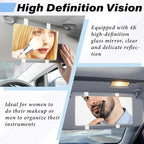 Car Sun Visor Mirror, Cosmetic Makeup Mirrors with Straps, HD Cars Interior Cosmetic Mirror, Car Accessories for Women Universal Sun Visor Mirrors for Trucks, Cars, SUVs (White)