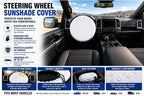 Steering Wheel Sunshade Cover, Anti-Heat Cooling Shield, Blocks Sun & Heat, Reflective White, Universal Fit for Most Cars (Up to 18")