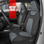 Waterproof Car Seat Covers Full Set – Black & Gray Seat Covers for Car Front & 60/40 Split Back Bench - Carseat Cover for Trucks, SUV - Universal Fit for Most Regular Size Vehicles