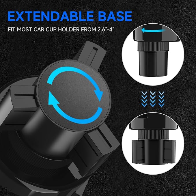 Car Cup Holder Expander, 2 in 1 Cup Holder Adapter Extender for Car with Expandable Insert, Fits Yeti, Hydroflask and Other Large Water Bottles & Mugs in 2.2"-4.6" (10-46oz)