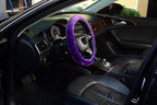 Purple Elastic Fuzzy Steering Wheel Cover, Microfiber Plush Steering Wheel Cover for Woman Girl,Winter Warm, Universal 15 inch