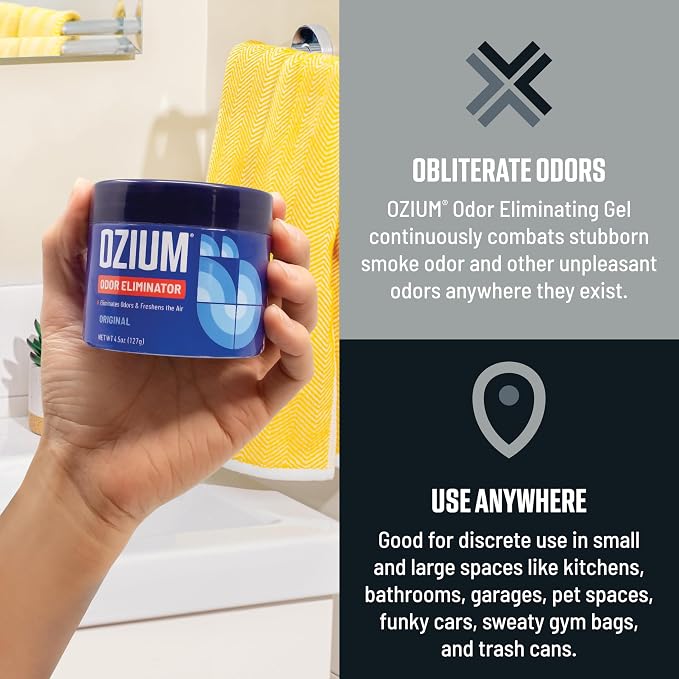 Odor Eliminating Gel - 4.5oz Air Freshener Alternative for Smoke, Pets, and Musty Odors - Long Lasting Odor Remover for Cars, Homes, Closets and Small Spaces - Carbon Black