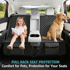 Dog Car Seat Cover for Back Seat,Armrest Compatible, Waterproof Backseat Protector, Nonslip Rear Seat Cover for Dogs & Kids, Universal Size Fits Cars Trucks SUVs(Black)