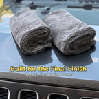 Double Trouble 2-Pack Car Drying Towels 20x20, 1200GSM | 1200GSM double-sided microfiber, 2-pack, 4 drying surfaces total, for touch-ups, mirrors, door jambs, post-wash & car wash