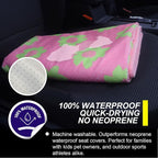 Back Seat Cover for Car Trucks Van SUV Jeep,Waterproof Rear Bench Towel Seat Covers for Dogs and Kids,Automotive Backseat Protector (Flower and Pink)