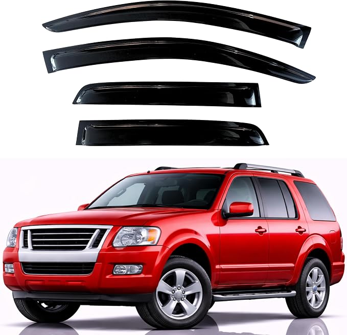 KPY Rain Guards Fit for 2002-2010 Ford Explorer (4-Door) & Mercury Mountaineer, Out-Channel Window Visors Vent Wind Deflectors 4PC, Car Accessories for 2003-2010 Lincoln Aviator