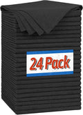 Microfiber Cleaning Cloth, Shop Towels Bulk, 24 Pack Black Microfiber Towels for Cars, All-Purpose Absorbent Cleaning Rags, Dust Cloth for Automotive, Mechanic, Garage, Bar, 12 x 11 inch