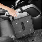 Bling Car Trash Can with Rhinestone,Foldable Car Garbage Can for in-Vehicle Waste Disposal,Multipurpose Hanging Back Seat Organizer & Decorations Fit for Most Cars Trucks