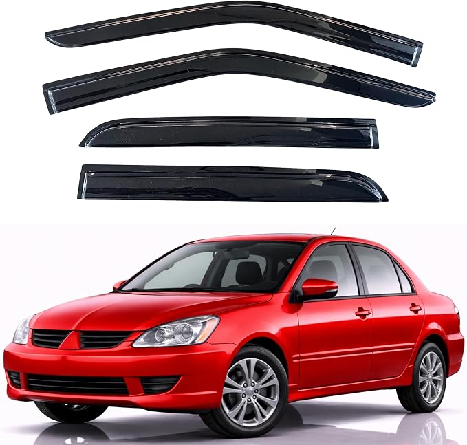 KPY Rain Guards Fit for 2002-2006 Mitsubishi Lancer Sedan, Out-Channel Window Visors Vent Wind Deflectors 4PC, Car Accessories for 02-06 Lancer (Sedan Only)
