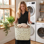 Floral Fabric Storage Basket Car Interior Storage Basket Underwear Sundries Laundry Baskets Supplies Home Organizer Bag (Coffee 1)